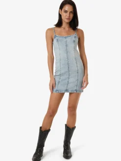 Hot Thrills Rory Mini Denim Dress - Tainted Blue TaintedBlue