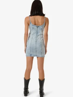 Hot Thrills Rory Mini Denim Dress - Tainted Blue TaintedBlue