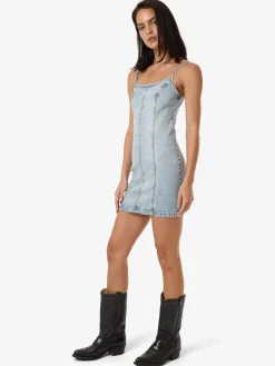 Hot Thrills Rory Mini Denim Dress - Tainted Blue TaintedBlue