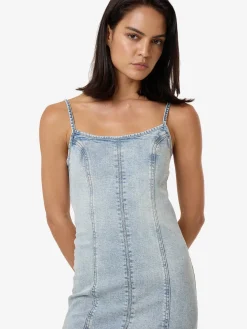 Hot Thrills Rory Mini Denim Dress - Tainted Blue TaintedBlue