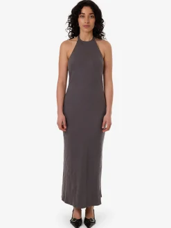 Sale Thrills Rumi Halter Bias Dress - Charcoal