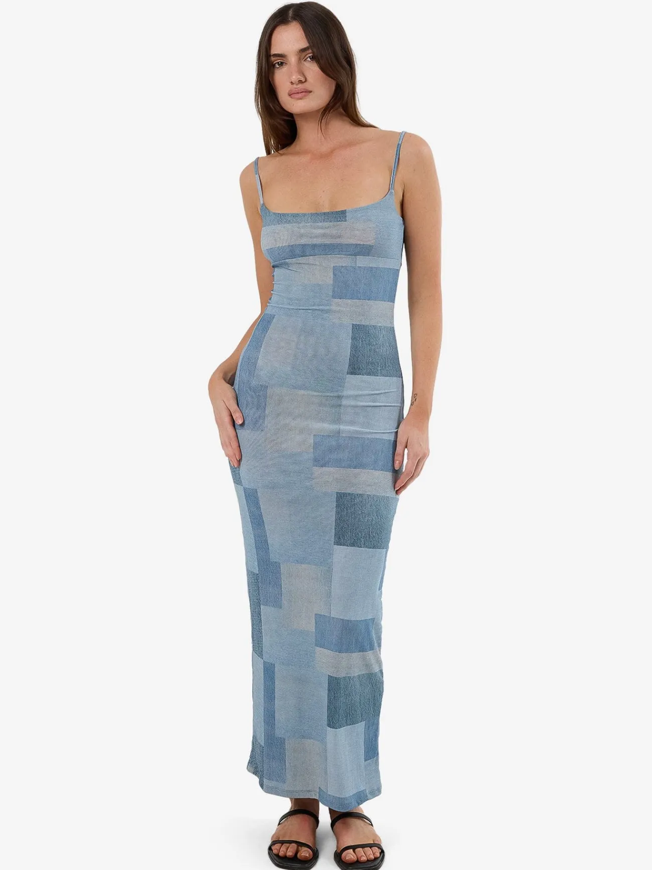 Outlet Thrills Shades Of Indigo Mesh Dress - Blue