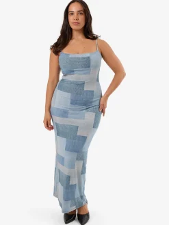 Outlet Thrills Shades Of Indigo Mesh Dress - Blue