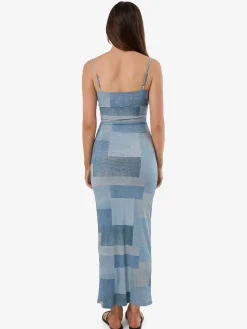 Outlet Thrills Shades Of Indigo Mesh Dress - Blue