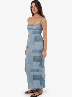 Outlet Thrills Shades Of Indigo Mesh Dress - Blue