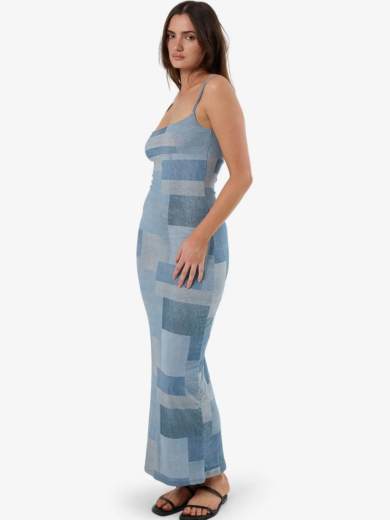 Outlet Thrills Shades Of Indigo Mesh Dress - Blue