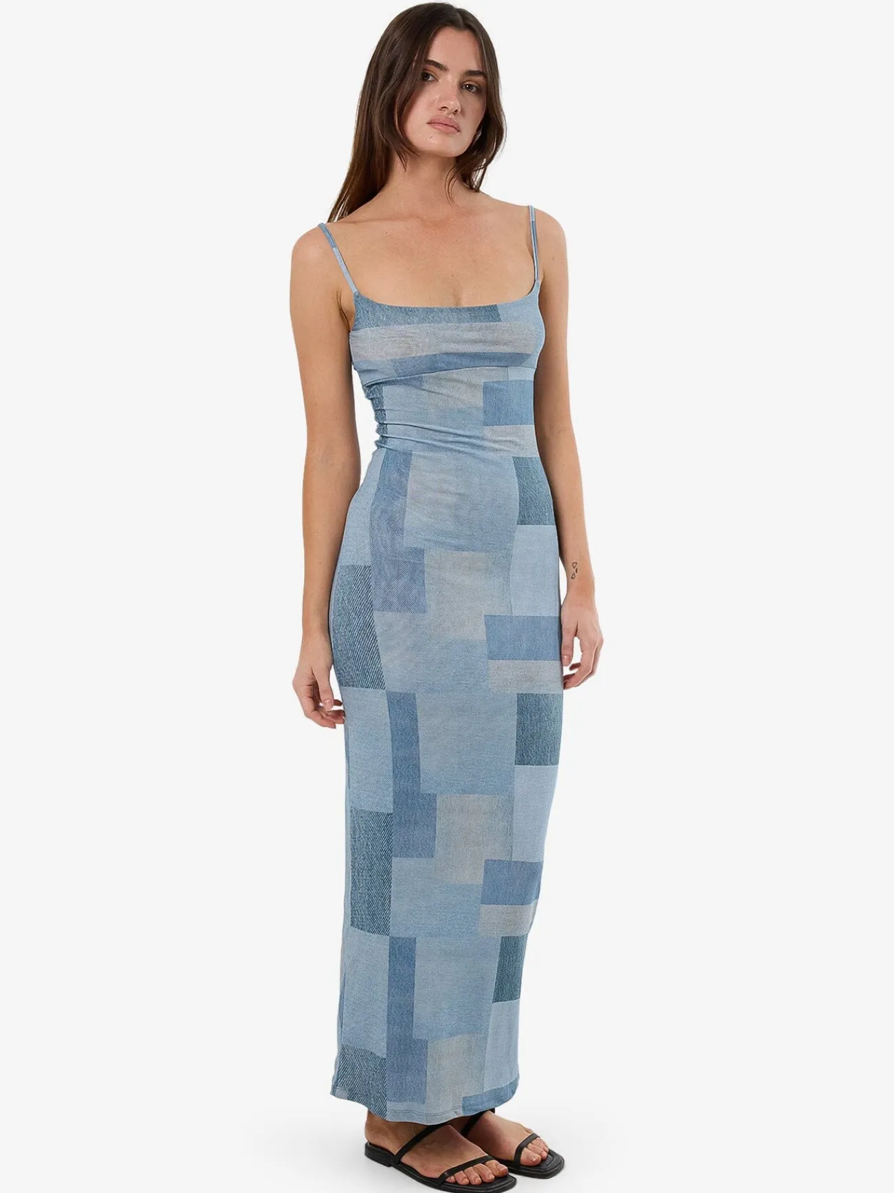 Outlet Thrills Shades Of Indigo Mesh Dress - Blue