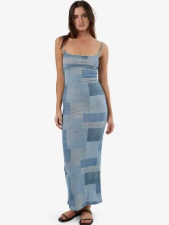 Outlet Thrills Shades Of Indigo Mesh Dress - Blue