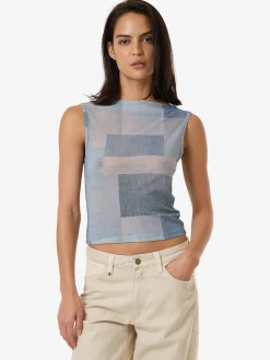Hot Thrills Shades Of Indigo Mesh Tank - Blue