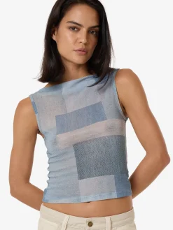Hot Thrills Shades Of Indigo Mesh Tank - Blue