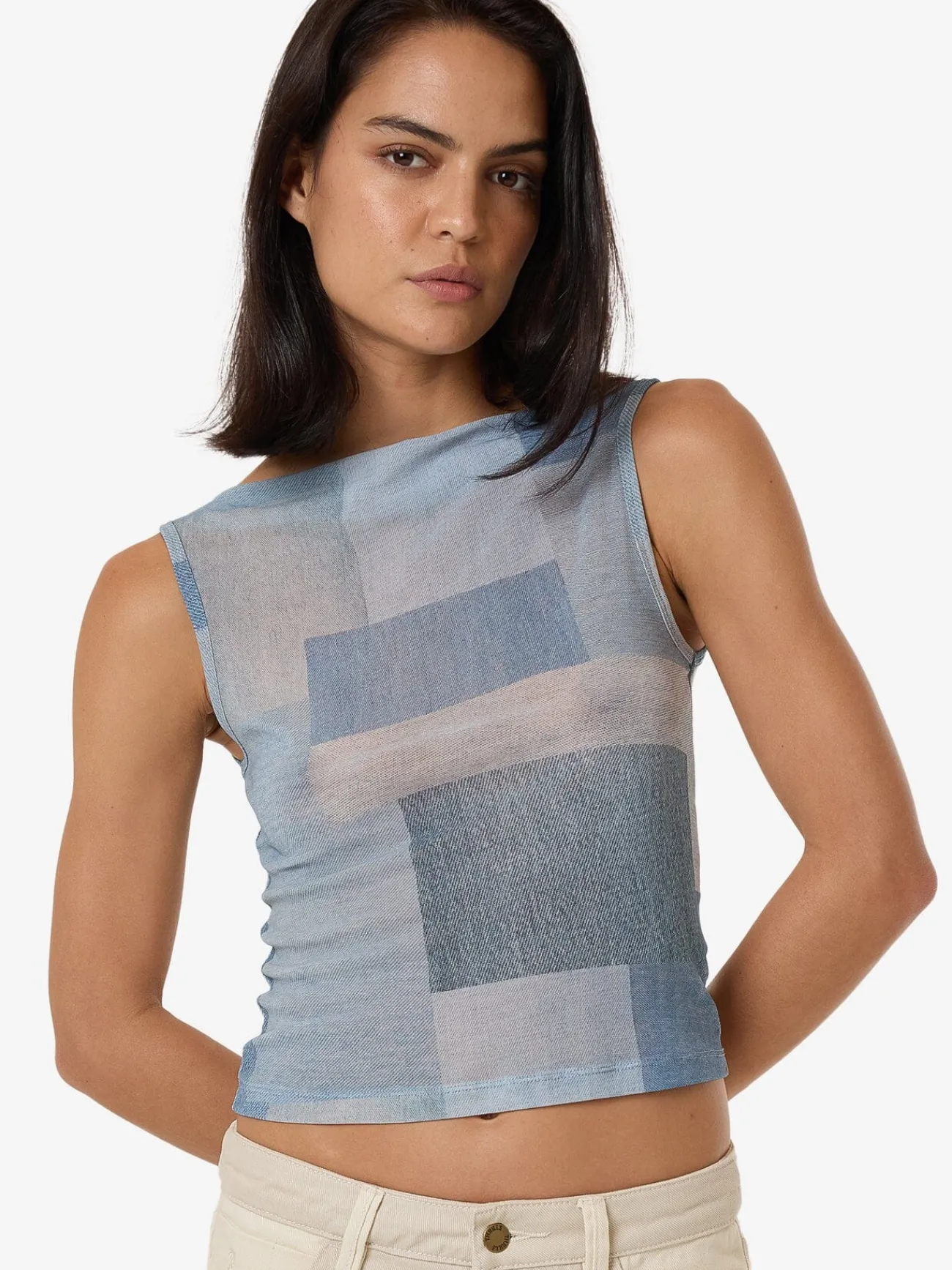 Hot Thrills Shades Of Indigo Mesh Tank - Blue