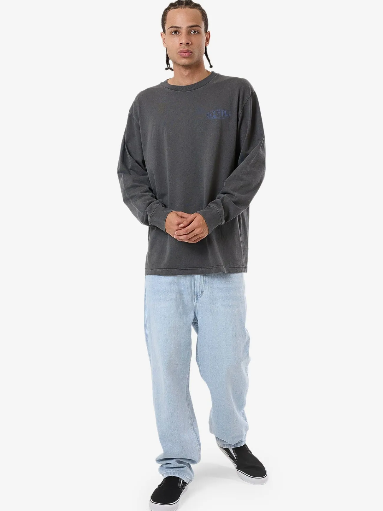 Fashion Thrills Shadow Oversize Fit Long Sleeve Tee - Merch Black MerchBlack