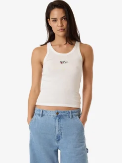 Hot Thrills Signature Rose Apex Tank - Dirty White DirtyWhite