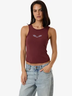 Hot Thrills Speed Of Fury Curve Tank - Dark Cherry DarkCherry