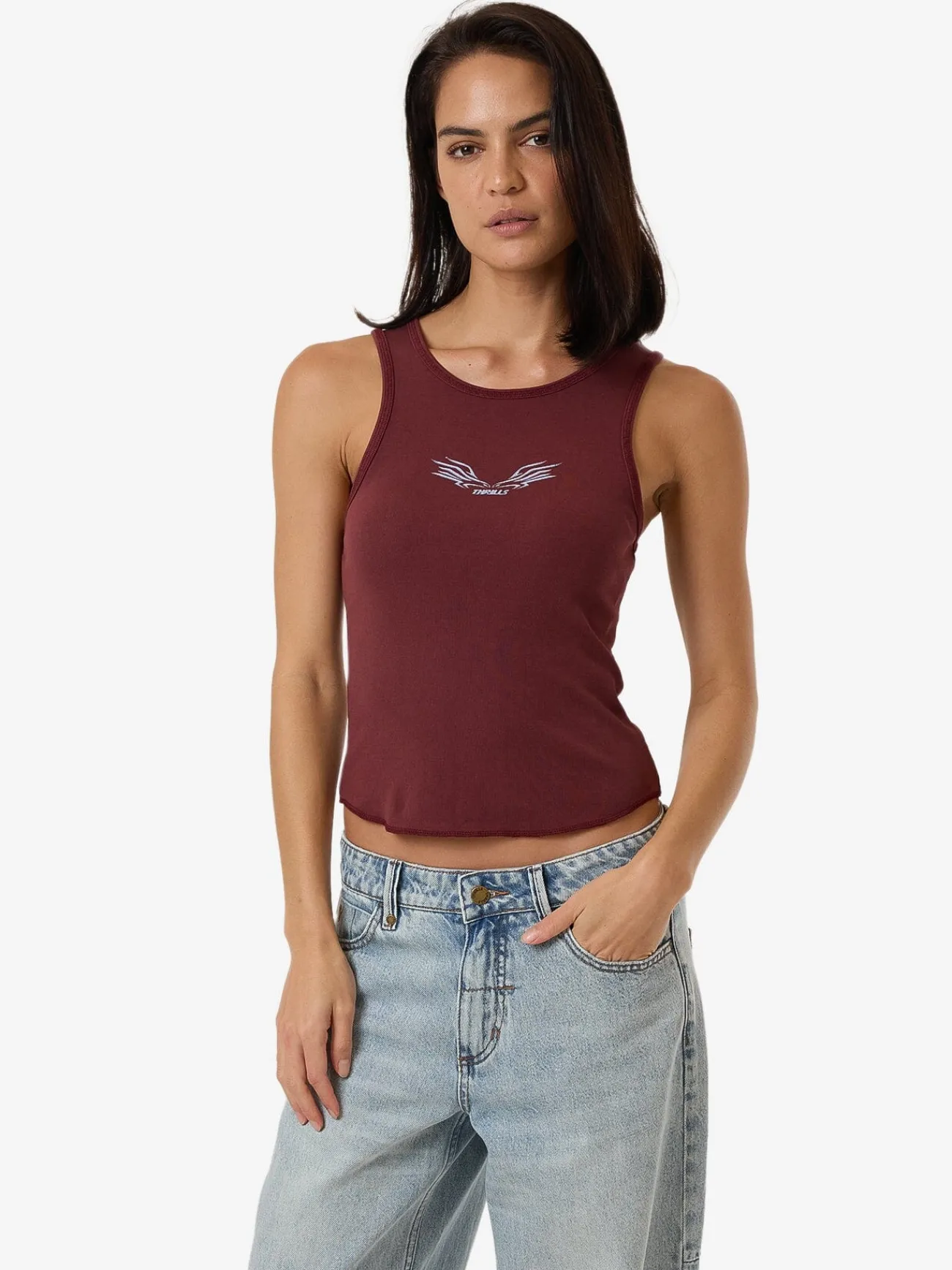 Hot Thrills Speed Of Fury Curve Tank - Dark Cherry DarkCherry