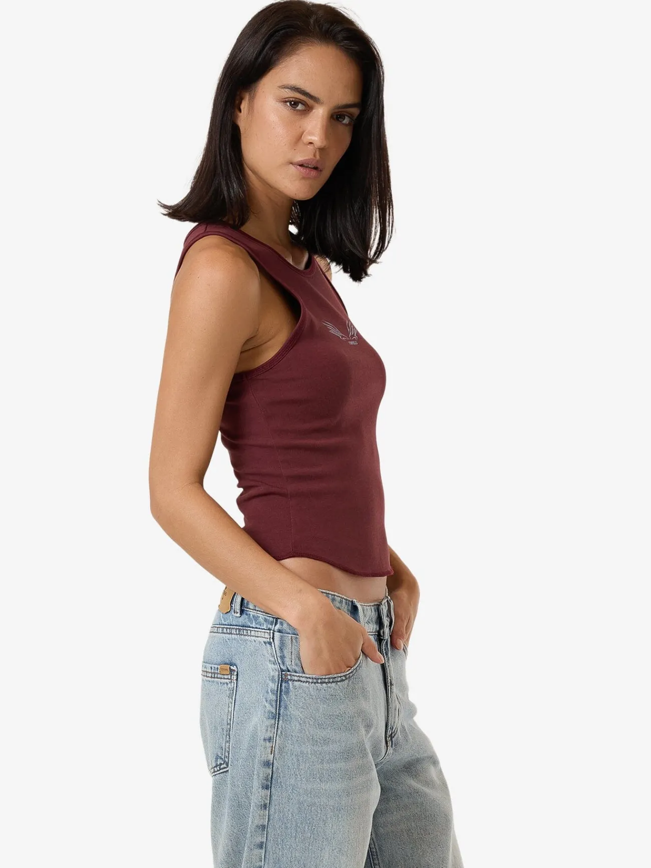 Hot Thrills Speed Of Fury Curve Tank - Dark Cherry DarkCherry