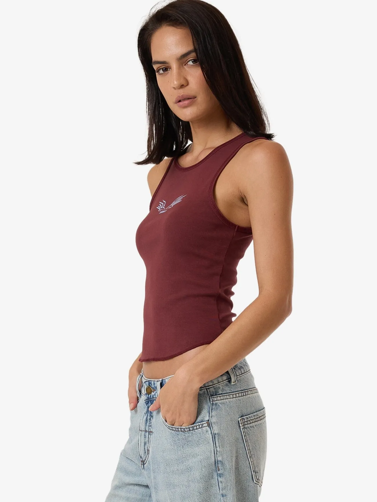 Hot Thrills Speed Of Fury Curve Tank - Dark Cherry DarkCherry