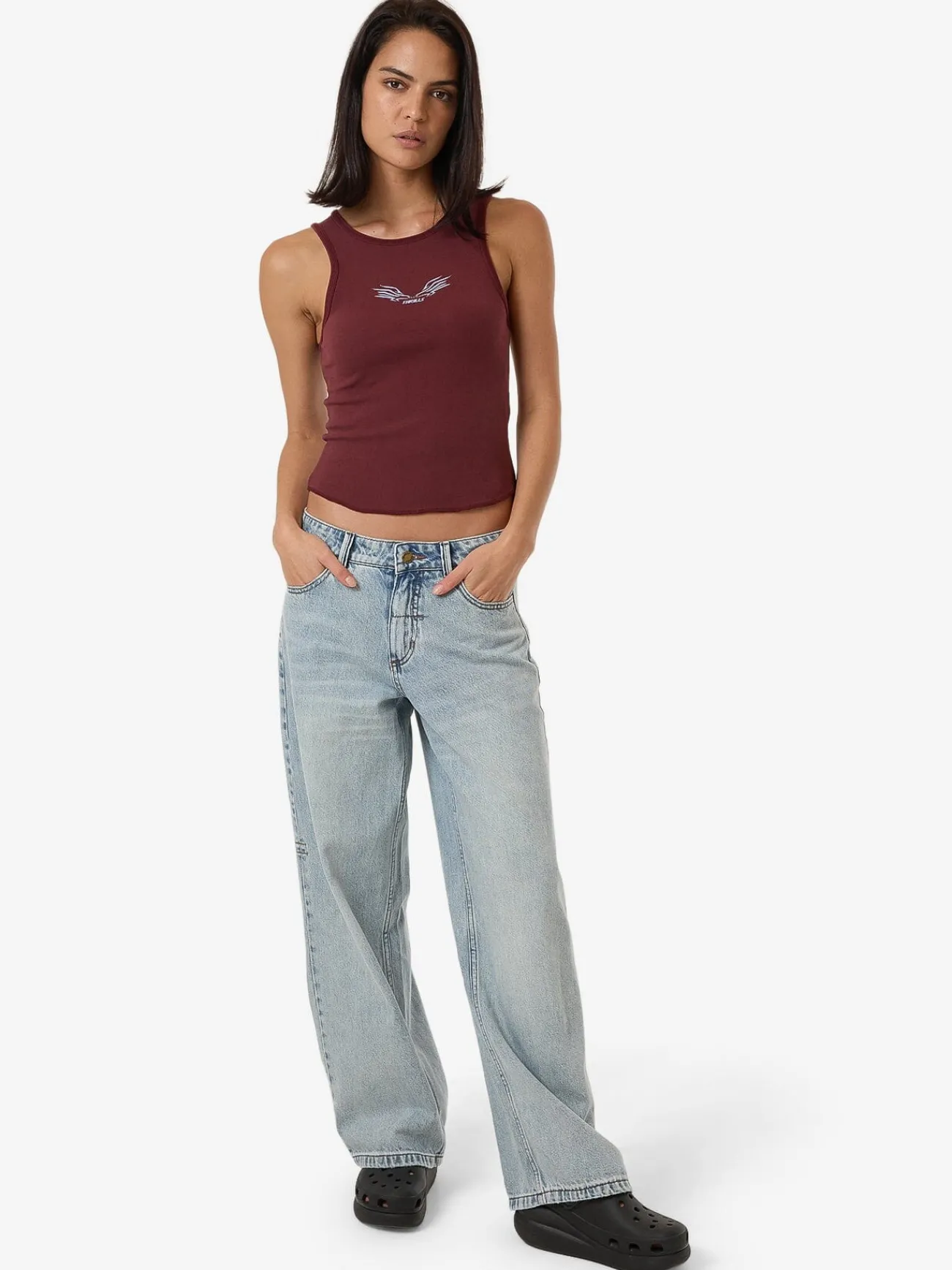 Hot Thrills Speed Of Fury Curve Tank - Dark Cherry DarkCherry