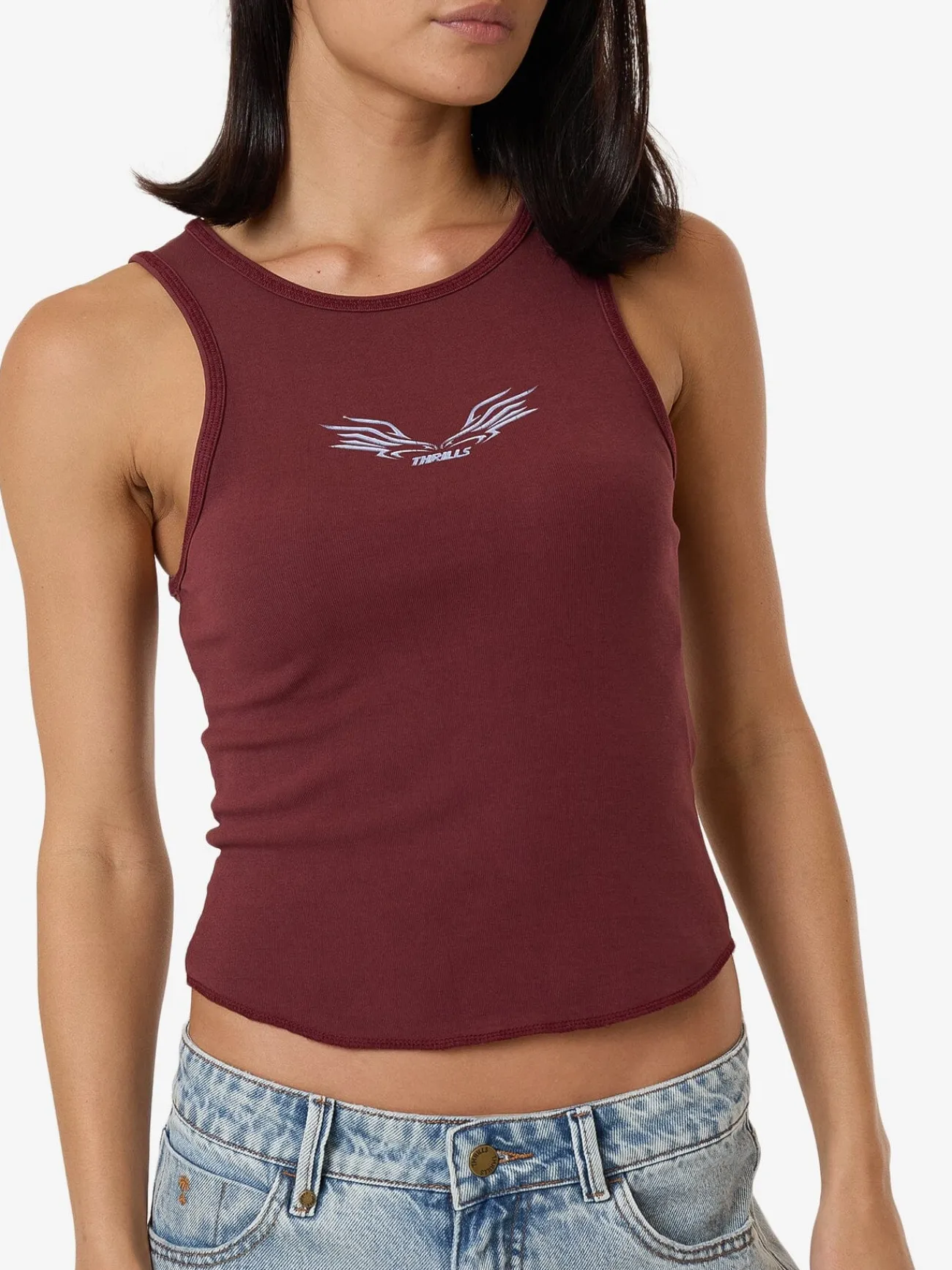 Hot Thrills Speed Of Fury Curve Tank - Dark Cherry DarkCherry