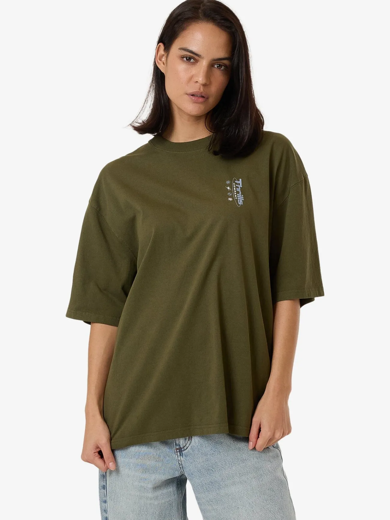 Hot Thrills Spirit Of Reality Oversized Tee - Burnt Olive BurntOlive