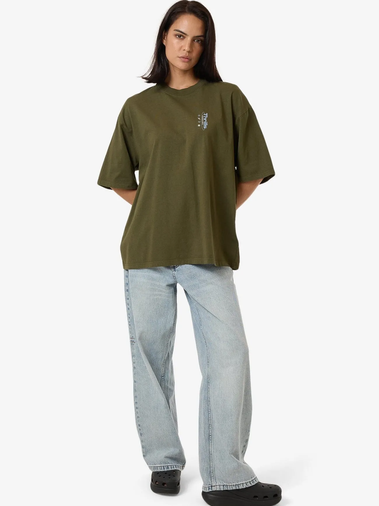 Hot Thrills Spirit Of Reality Oversized Tee - Burnt Olive BurntOlive