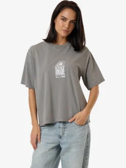 Hot Thrills Stay Aware Square Tee - Washed Grey WashedGrey