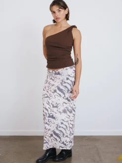 New Thrills Sylvie Gathered Skirt - Oatmeal
