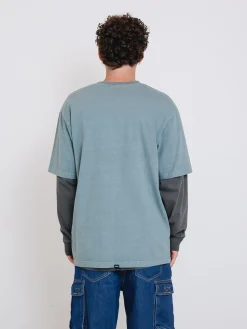 Hot Thrills Military Oversize Fit Tee - Stormy Sea StormySea