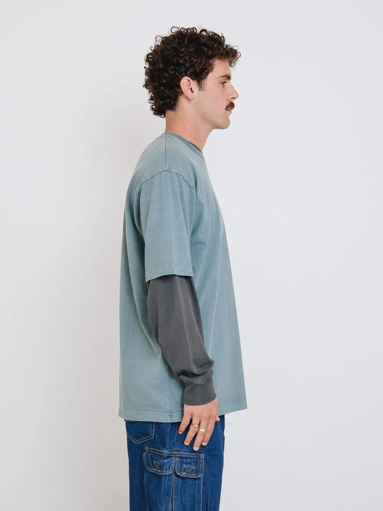 Hot Thrills Military Oversize Fit Tee - Stormy Sea StormySea