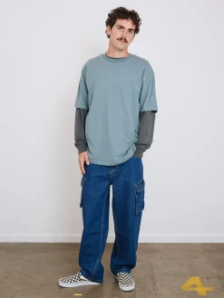 Hot Thrills Military Oversize Fit Tee - Stormy Sea StormySea