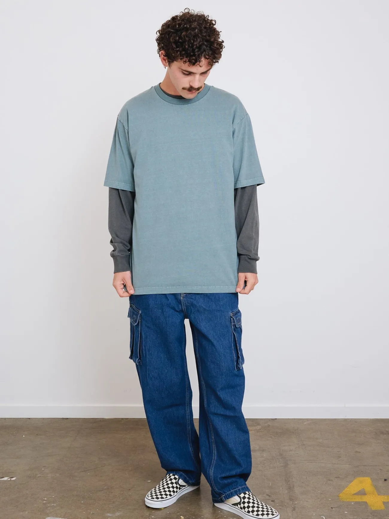 Hot Thrills Military Oversize Fit Tee - Stormy Sea StormySea