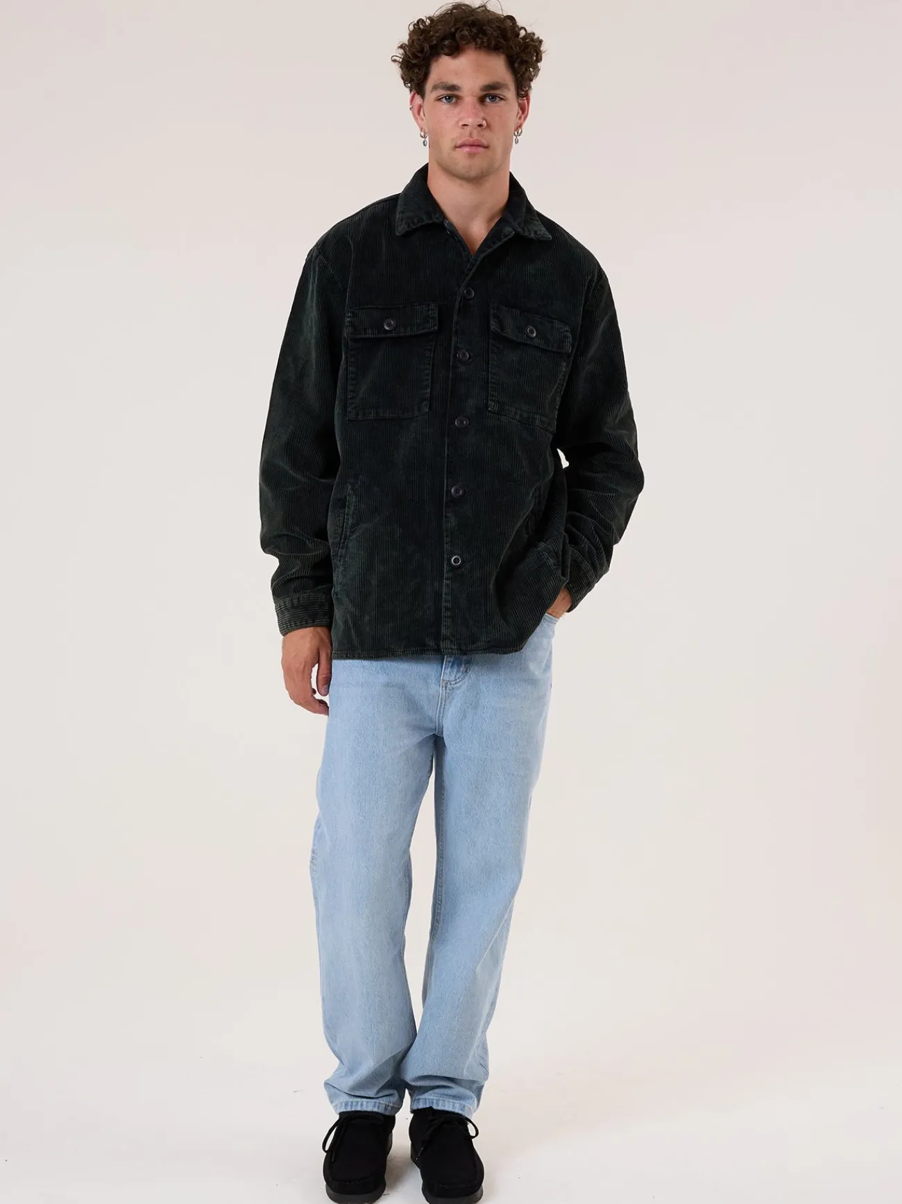 New Thrills Reality Long Overshirt - Black - Turkish Coffee TurkishCoffee