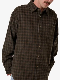Fashion Thrills Union Cord Check Long Sleeve Shirt - Falcon