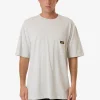 Hot Thrills Union Oversize Fit Pocket Tee - White Marle WhiteMarle