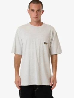 Hot Thrills Union Oversize Fit Pocket Tee - White Marle WhiteMarle
