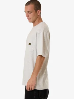 Hot Thrills Union Oversize Fit Pocket Tee - White Marle WhiteMarle