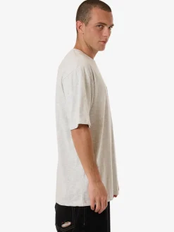 Hot Thrills Union Oversize Fit Pocket Tee - White Marle WhiteMarle
