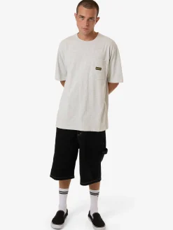 Hot Thrills Union Oversize Fit Pocket Tee - White Marle WhiteMarle