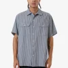 New Thrills Union Short Sleeve Stripe Work Shirt - Light Petrol LightPetrol