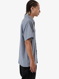 New Thrills Union Short Sleeve Stripe Work Shirt - Light Petrol LightPetrol