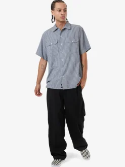 New Thrills Union Short Sleeve Stripe Work Shirt - Light Petrol LightPetrol