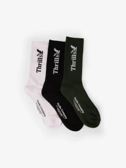 Discount Thrills Workwear 3 Pack Sock - White - Black - Grape Leaf GrapeLeaf
