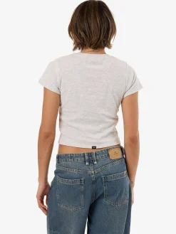 Discount Thrills Workwear Embro Mini Tee - White Marle WhiteMarle