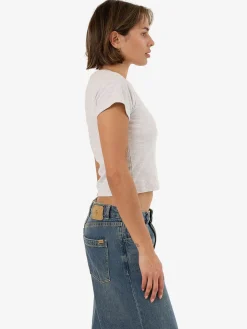 Discount Thrills Workwear Embro Mini Tee - White Marle WhiteMarle