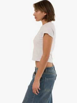 Discount Thrills Workwear Embro Mini Tee - White Marle WhiteMarle