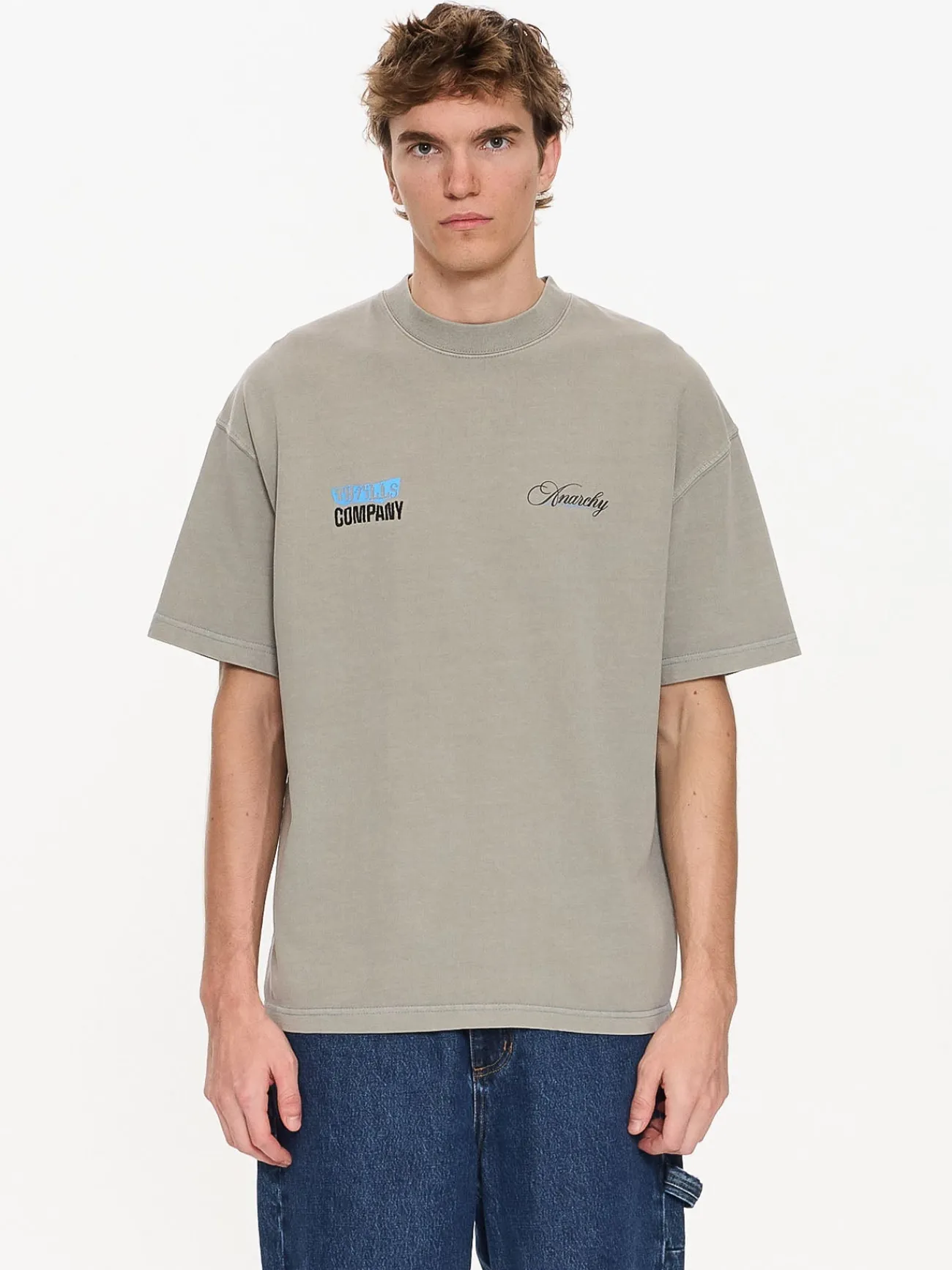 Best Thrills Total Anarchy Box Fit Oversize Short Tee - Fog