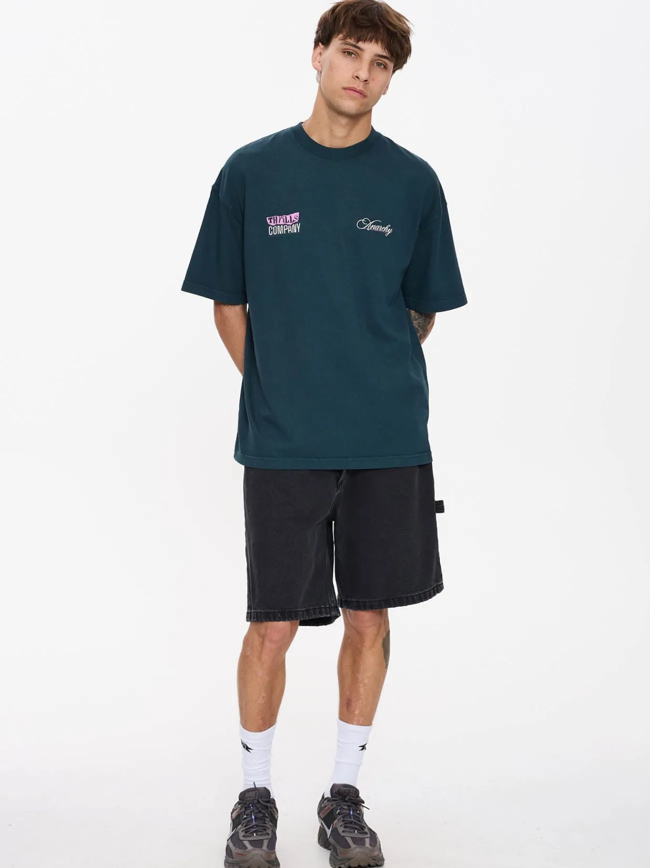 Sale Thrills Total Anarchy Box Fit Oversize Short Tee - Deep Teal DeepTeal