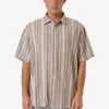 Clearance Thrills Unlocked Stripe Short Sleeve Shirt - Breen
