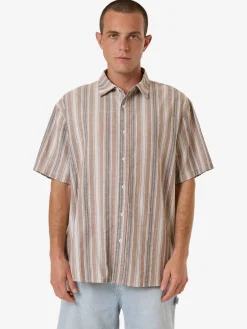 Clearance Thrills Unlocked Stripe Short Sleeve Shirt - Breen