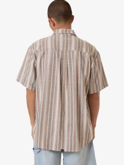 Clearance Thrills Unlocked Stripe Short Sleeve Shirt - Breen